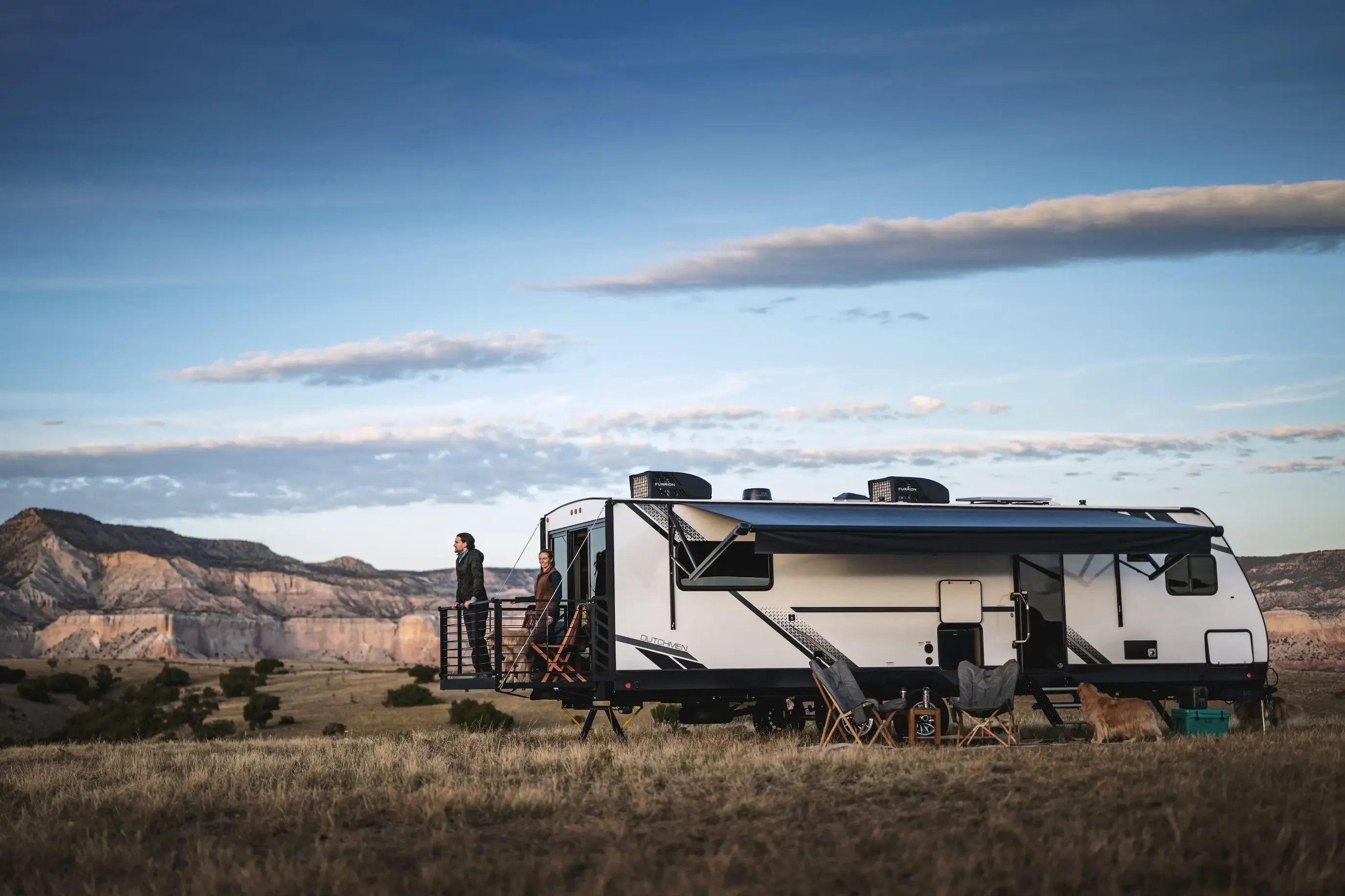 Couple in the Desert enjoting their RV