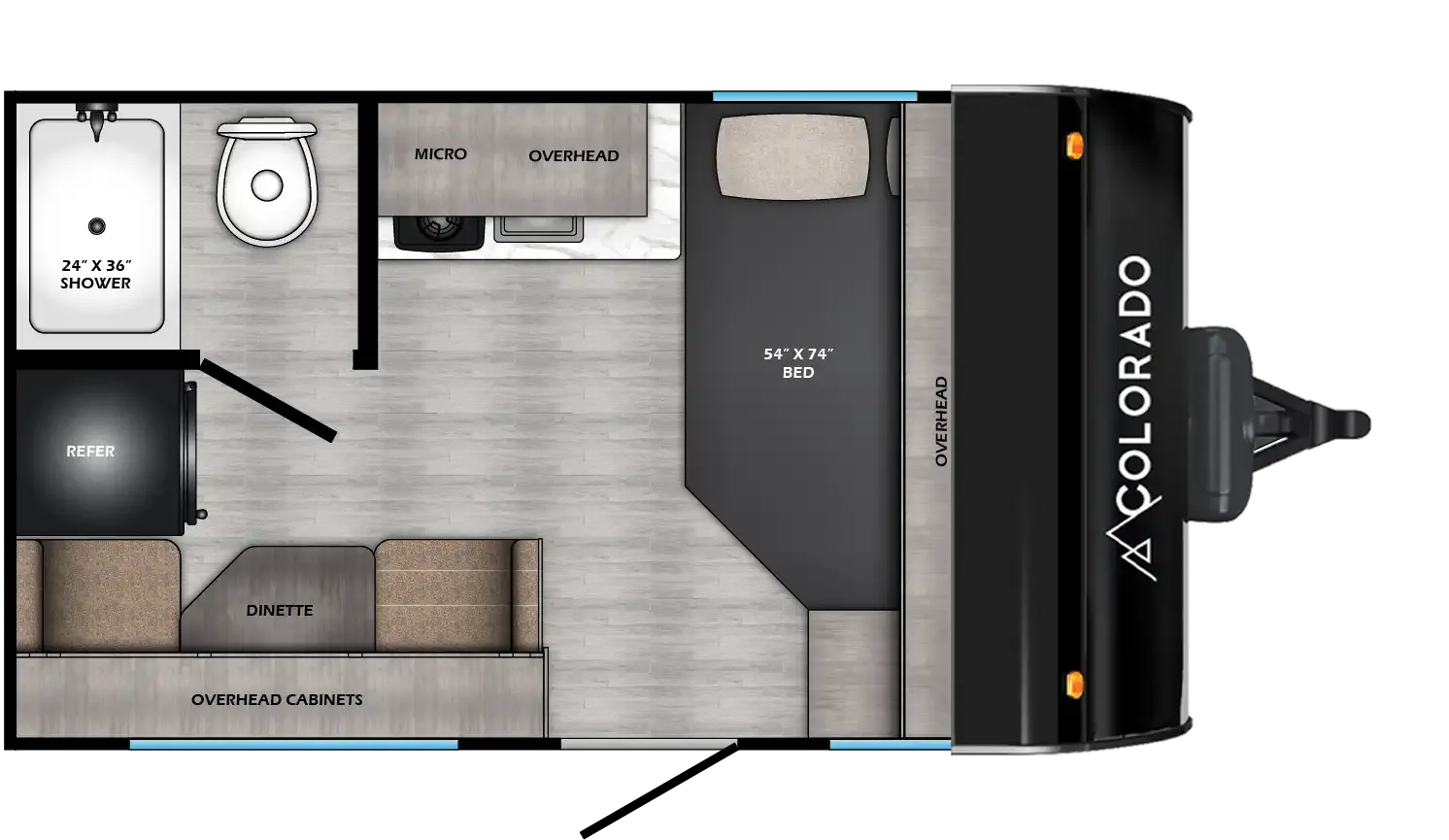 2026 Dutchmen Colorado 13RDC floor plan diagram — Front Bedroom, sleeps 3