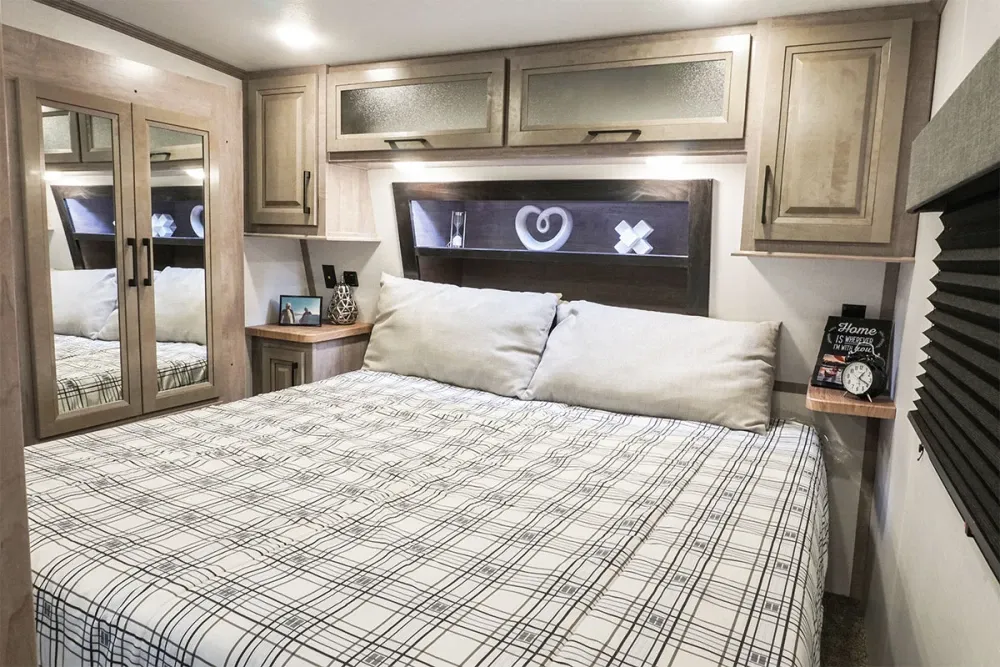 2026 Dutchmen Voltage Triton 4013 — King Bed Standard on All 5th Wheel Floorplans