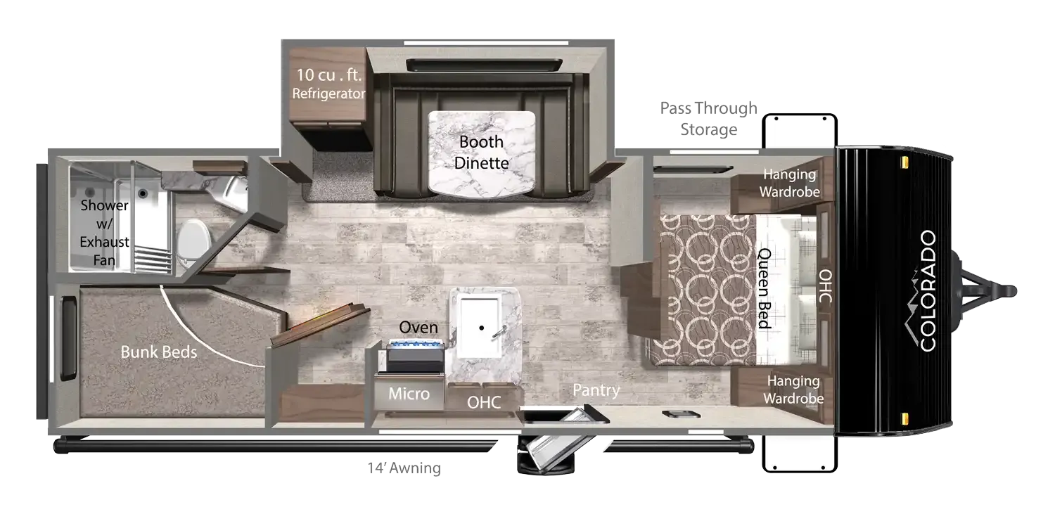 2026 Dutchmen Colorado 23BHC floor plan diagram