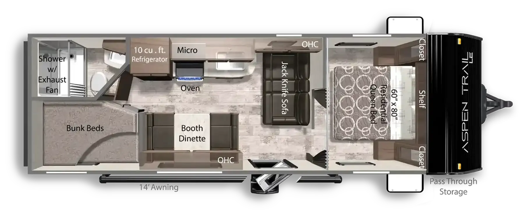 2026 Dutchmen Aspen Trail LE 25BH floor plan diagram