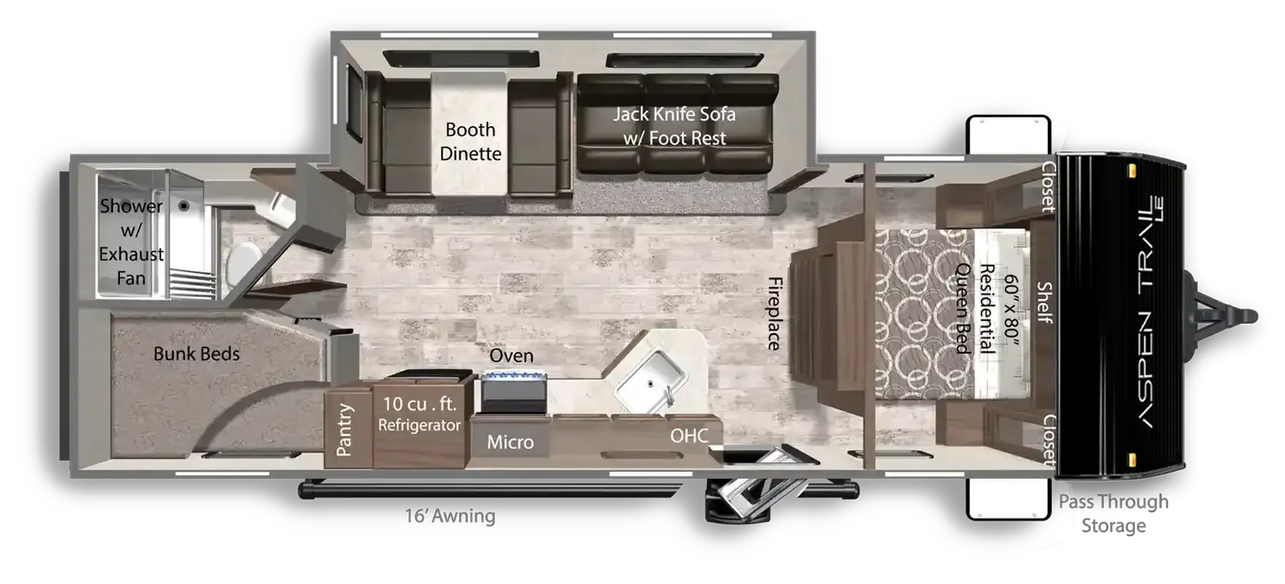 2026 Dutchmen Aspen Trail LE 26BH floor plan diagram
