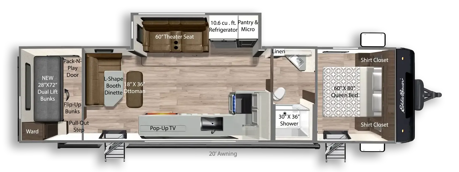 2026 Dutchmen Eddie Bauer 295BH floor plan diagram