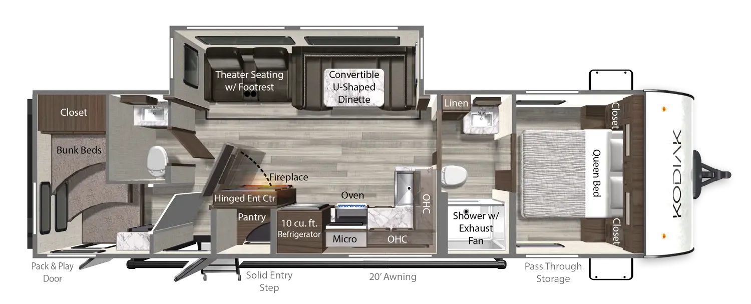 2026 Dutchmen Kodiak 302BHSL floor plan diagram