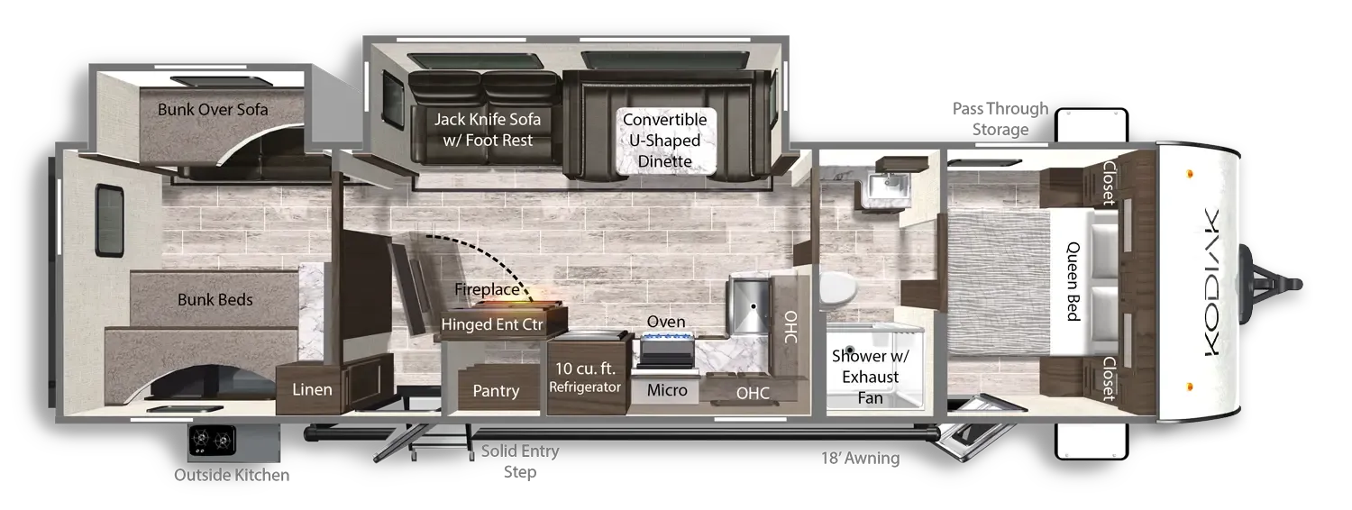 2026 Dutchmen Kodiak 332BHSL floor plan diagram
