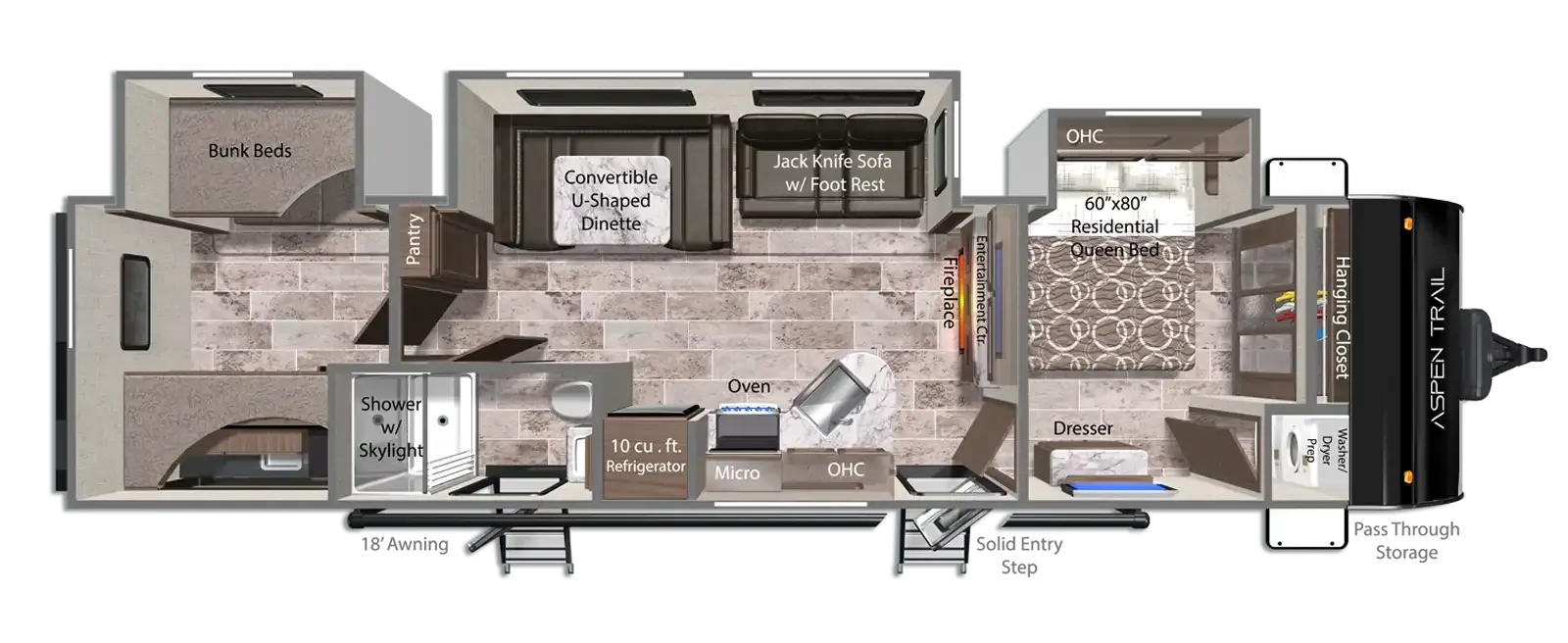 2026 Dutchmen Aspen Trail 3400BHS floor plan diagram