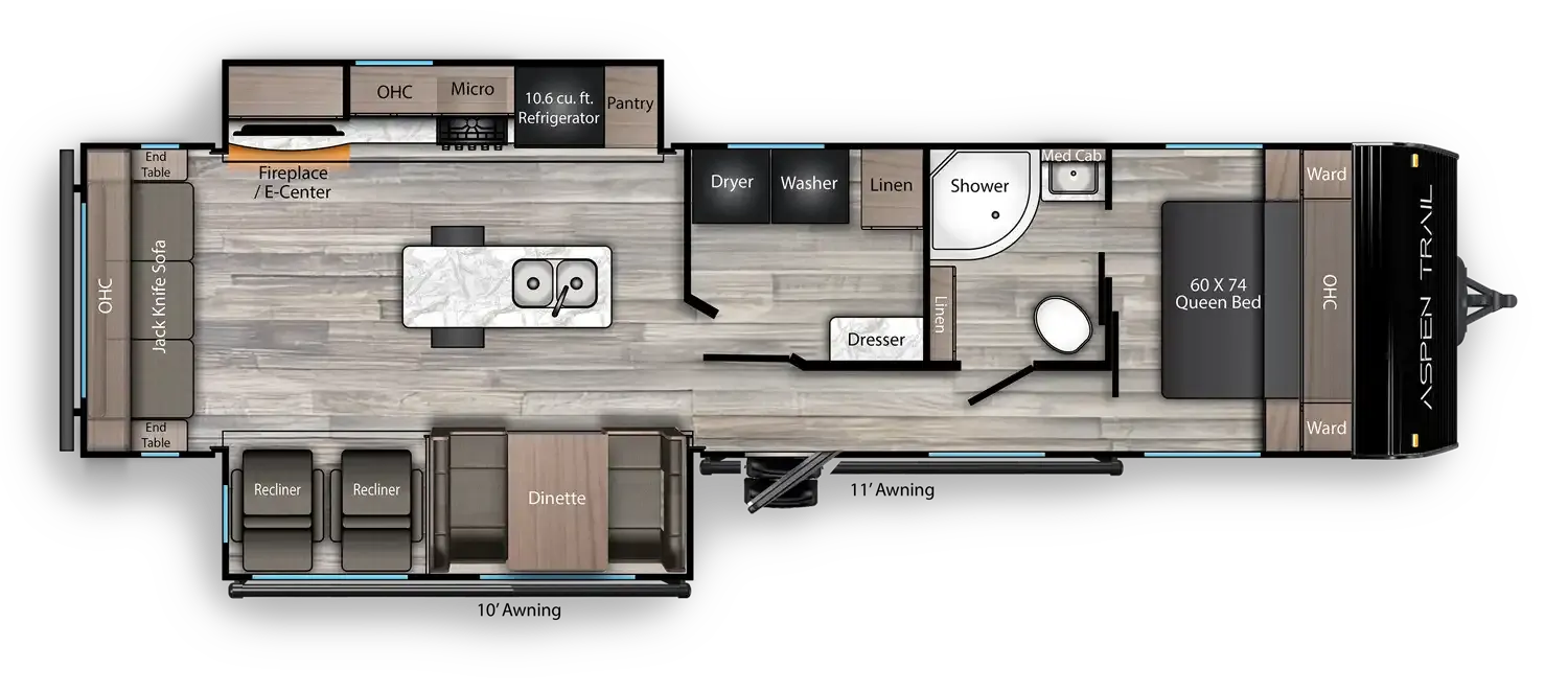 2026 Dutchmen Aspen Trail 3410RLL floor plan diagram