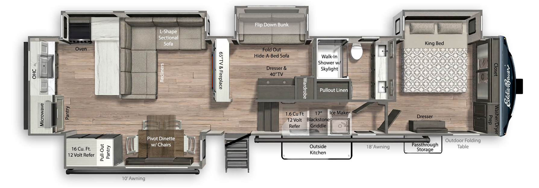 2026 Dutchmen Eddie Bauer 3810MB floor plan diagram