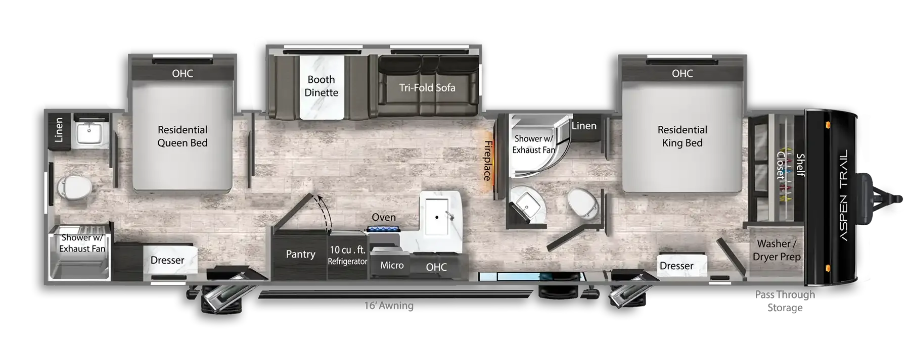 2026 Dutchmen Aspen Trail 38DS floor plan diagram