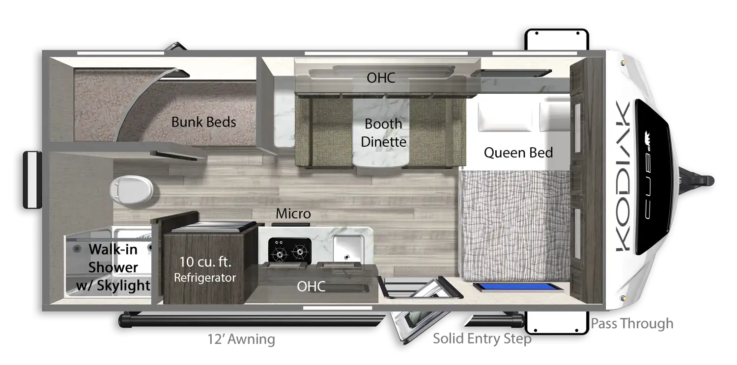 2026 Dutchmen Kodiak S-Series 162BH floor plan diagram — Bunk House, sleeps 5