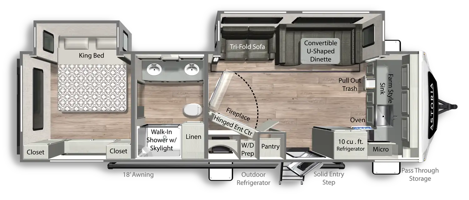 2026 Dutchmen Astoria 2913FK floor plan diagram
