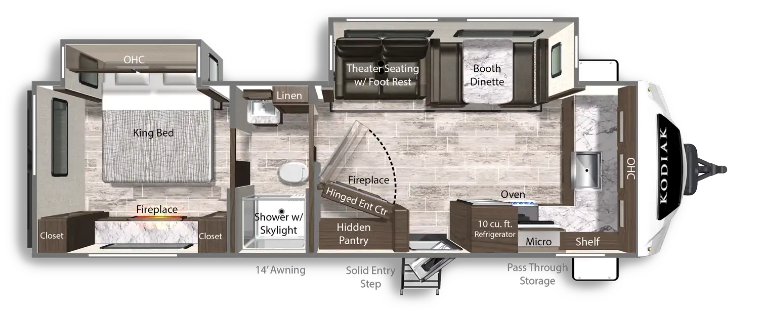 2026 Dutchmen Kodiak Ultimate 2921FKDS floor plan diagram