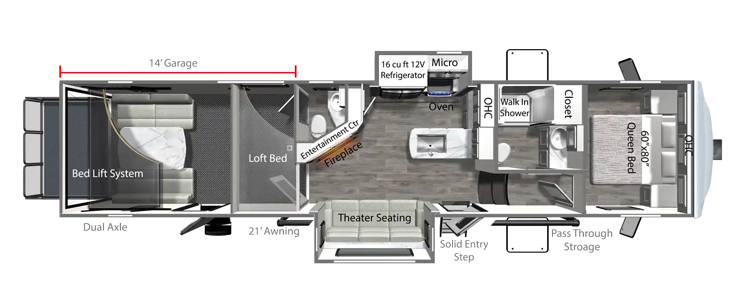2026 Dutchmen Voltage V-Series 3600 floor plan diagram